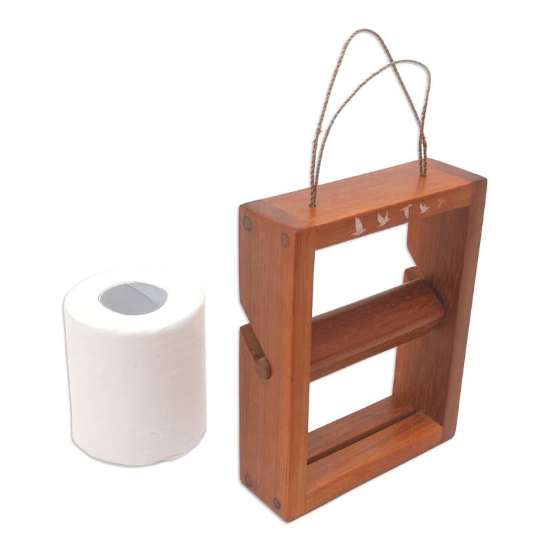 Novica Handmade Roll Me Wood Toilet Paper Holder