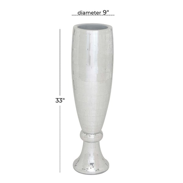 Silver Polystone Tall Champagne Flute Shape Vase Collection with Disco ...