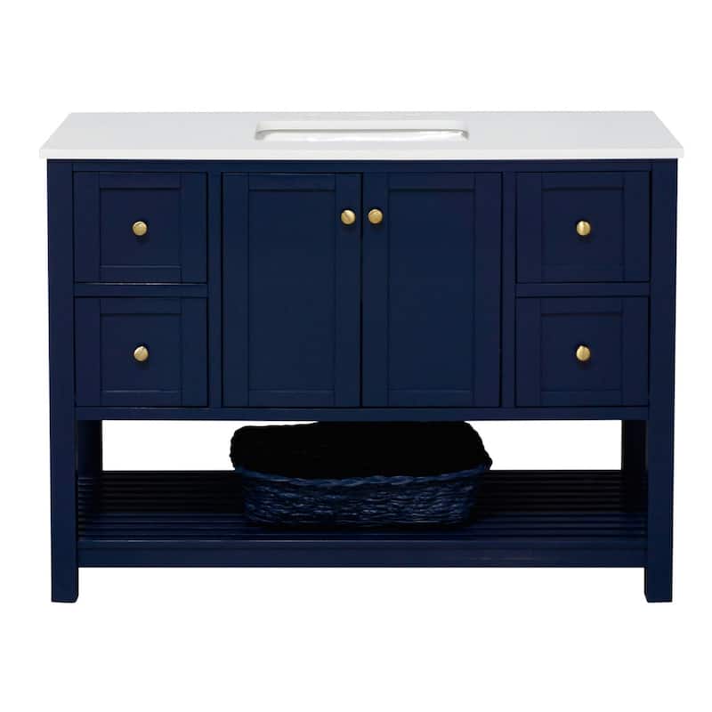 KitchenBathCollection Lakeshore 48" Bathroom Vanity with Engineered White Top