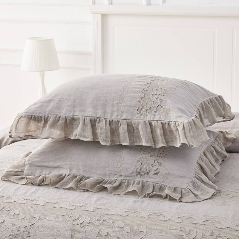 The Gray Barn Spring Field Linen Duvet Set - 4 Color (White, Grey, Pink, Ivory)