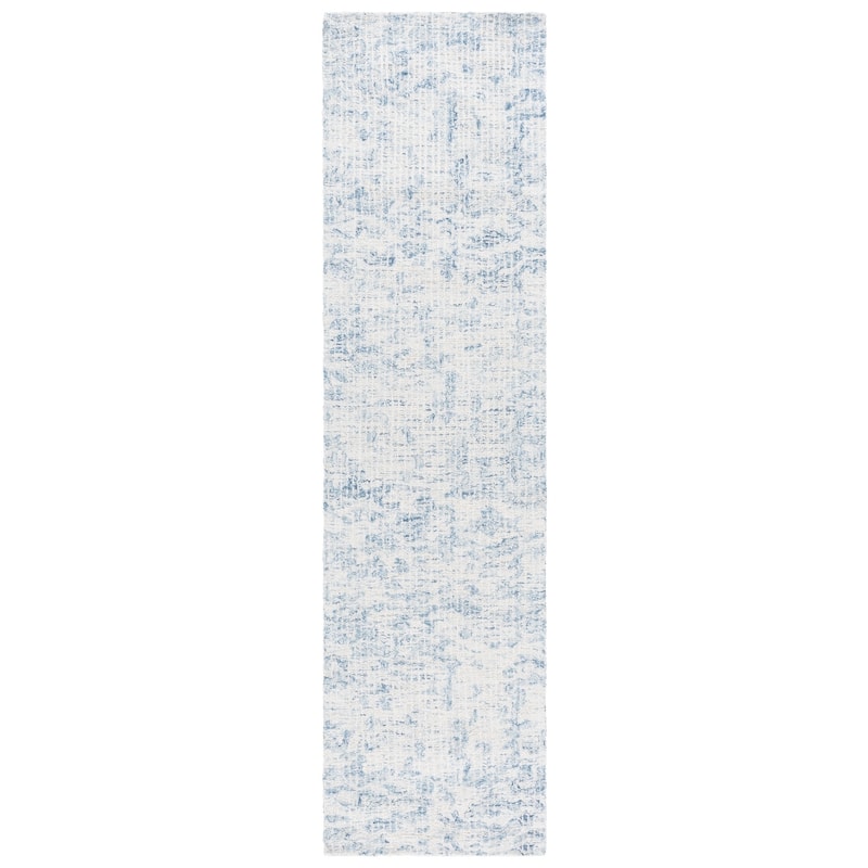 SAFAVIEH Handmade Ebony Kelly Wool Rug - 2'3" x 9' Runner - Ivory/Blue