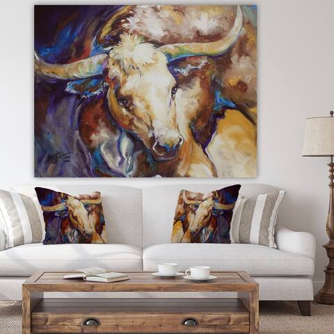 Porch & Den "Power Longhorn Abstract" Cottage Canvas Wall Art