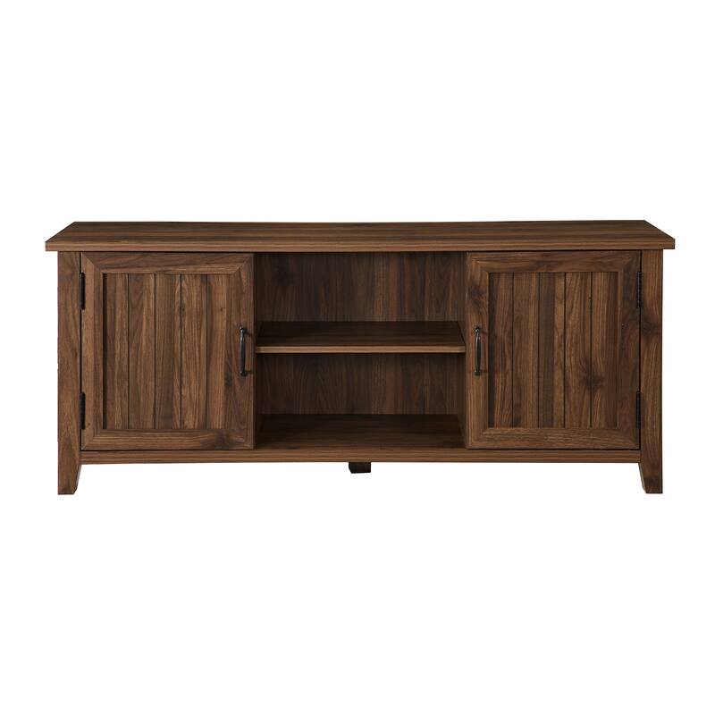 2 Door Multifunctional Classic Grooved-Door TV Stand with Open Shelf Up to a 65-inch TV