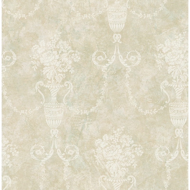 Seabrook Designs Lavarone Floral Urn Unpasted Wallpaper - 20.5 in W x 33 ft. L