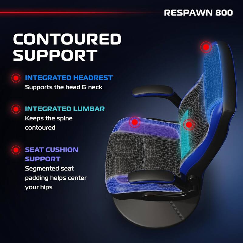 RESPAWN 800 Gaming Chair Floor, Swivel Rocker Gaming Chair, High Back Ergonomic Floor Gaming Chair for Kids and Adults