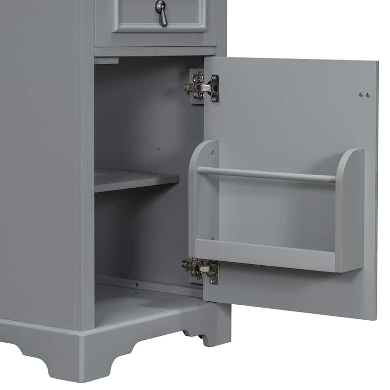 GDFStudio - Lisa Wood & Ceramic 20" Bathroom Vanity with Sink, Soft-Close Door & Storage Rack