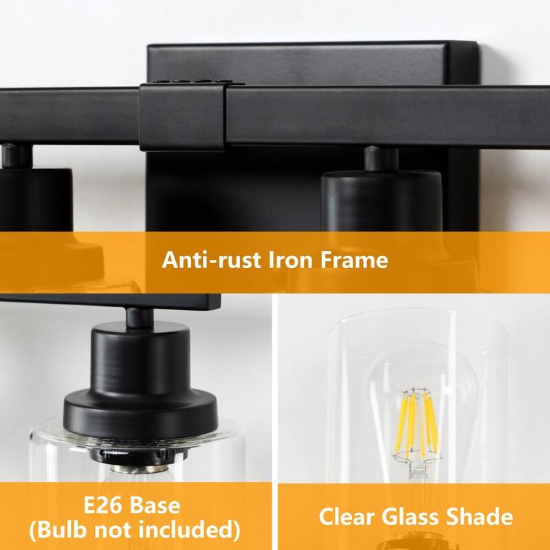 Bathroom Vanity Light With Clear Glass Shades For Vanity Mirror, Bathroom, Or Hallway