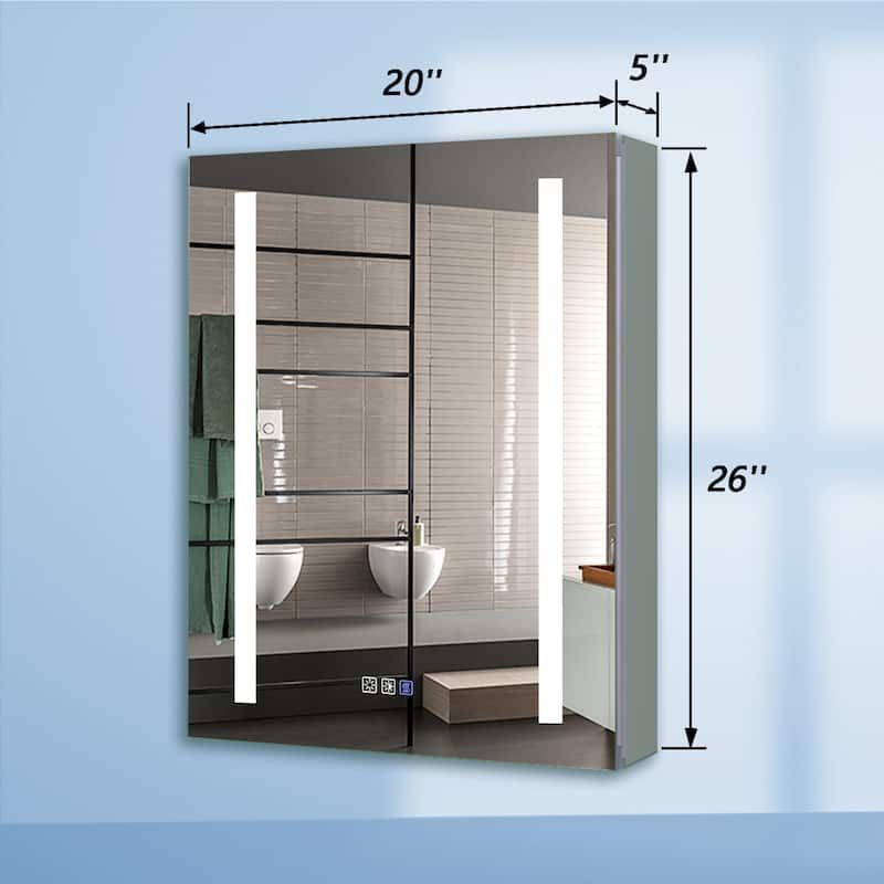 ExBrite 3 Touch Switch LED Lighted Bathroom Medicine Cabinet with Mirror, Recessed or Surface Mount, Defog, Stepless Dimming
