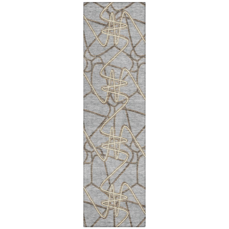 Machine Washable Indoor/ Outdoor Contemporary Links Chantille Rug