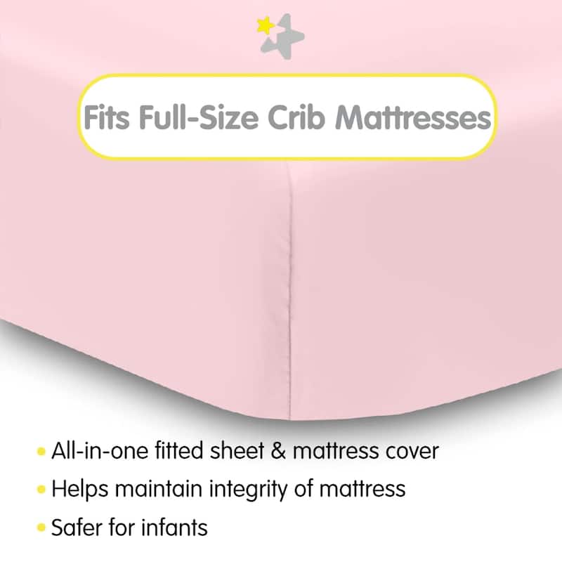BreathableBaby All-in-One Fitted Sheet & Waterproof Cover for 52" x 28" Crib Mattress (2-Pack)