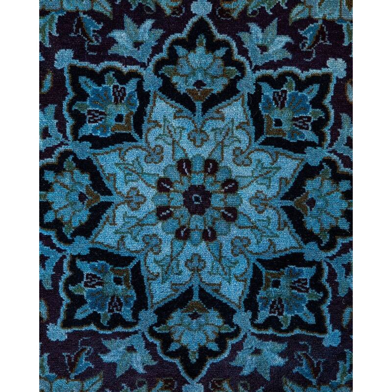 Overton Hand Knotted Wool Vintage Inspired Modern Contemporary Overdyed Blue Area Rug - 3' 3" x 5' 3"