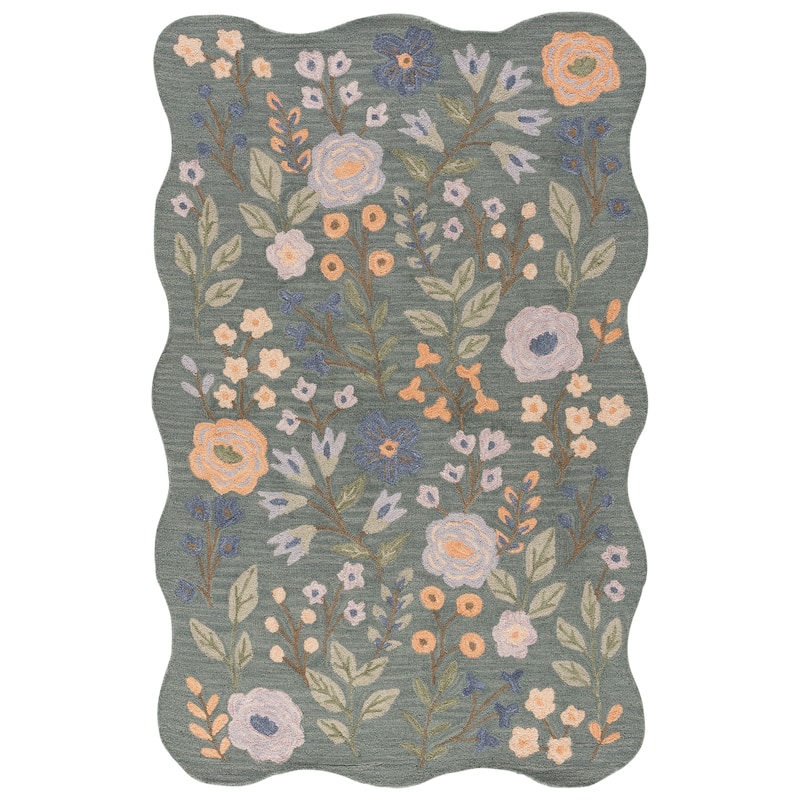 SAFAVIEH Handmade Jardin Mitrita Shabby Elegance Wool Rug - 5' x 8' - Grey/Sage