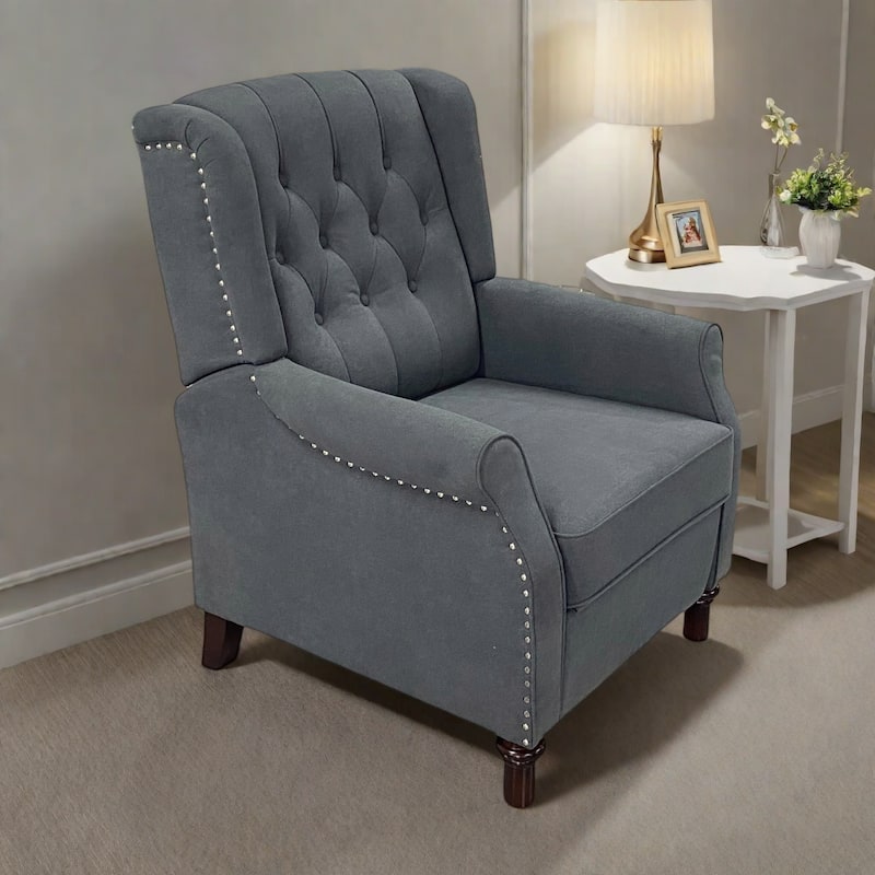 Adjustable PU Leather Push Back Recliner Sofa Chair with Soft Cushion and Ergonomic Design - Dark Gray
