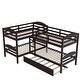 preview thumbnail 8 of 7, Twin L-Shaped Bunk bed with Trundle and Full-length Guardrail, Espresso