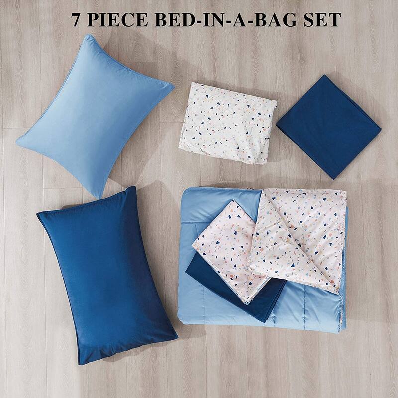 KASENTEX 5 or 7 Piece Bed in A Bag Microfiber Down Alternative Comforter Bedding Set with Sheets and Pillow Cases All Season