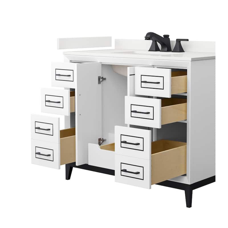 Wyndham Collection WCH515142S-QTZ-US3MXX Marlena 42" Free Standing