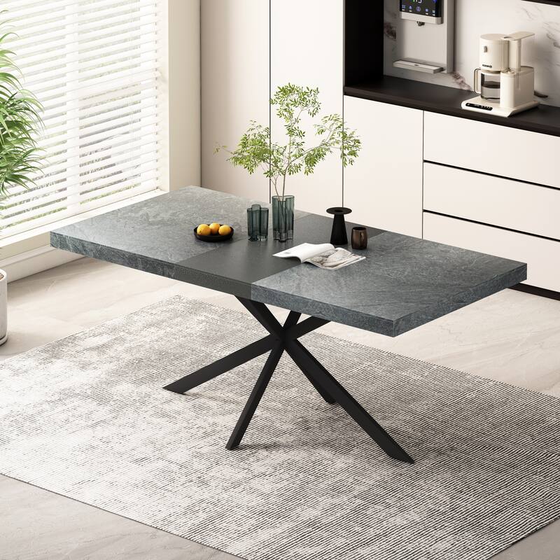 5 Pcs Dining Table Set, Kitchen Dining Table Set with Extendable Rectangular Table and 4 Upholstered Dining Chairs