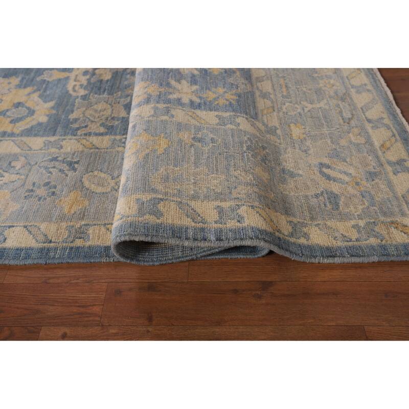 Blue Oushak Vegetable Dye Area Rug Handmade Wool Carpet - 8'2"x 10'0"