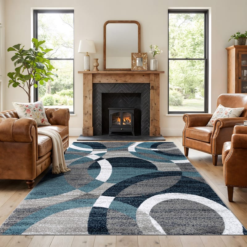 World Rug Gallery Geometric Circles Area Rug
