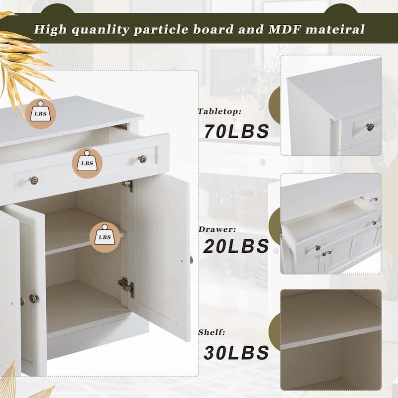 Kitchen Sideboard with 2 Drawers and Adjustable Shelves for Dining Room