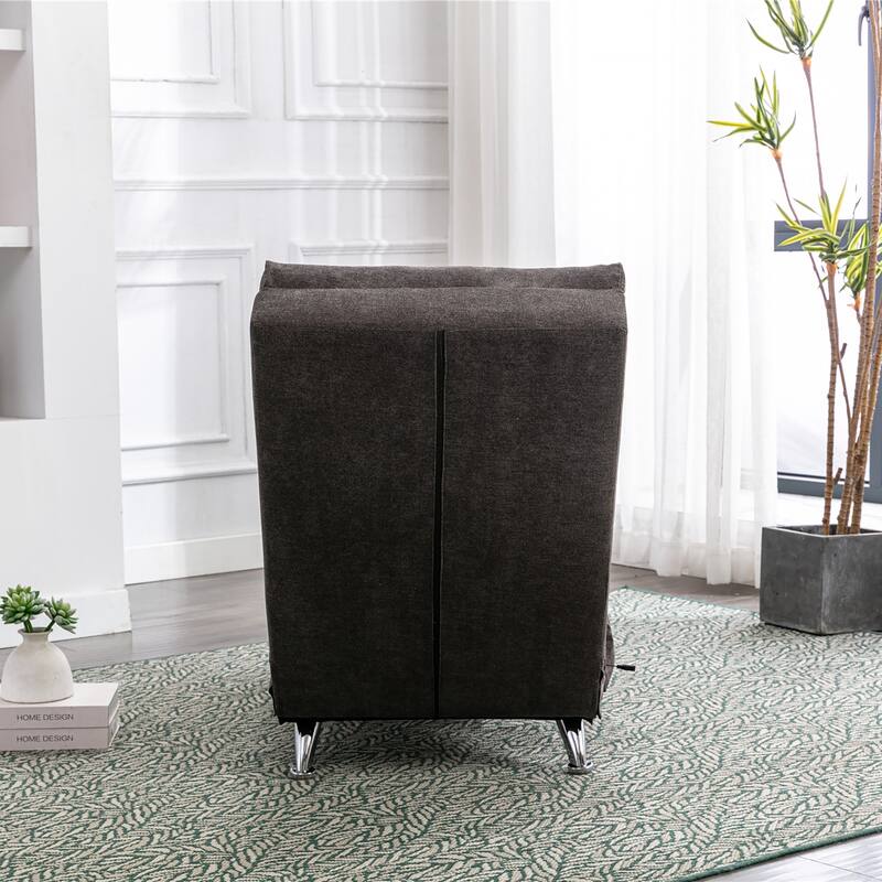 Luxury Upholstered Chaise Lounge Chair with Vibration for Relaxation, Fixed Back Fabric Leisure Recliner Sofa