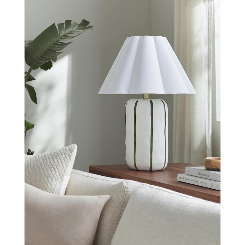 Livabliss Kinki Traditional Accent Table Lamp - 25"H x 18"W x 18"D - Cream/Green