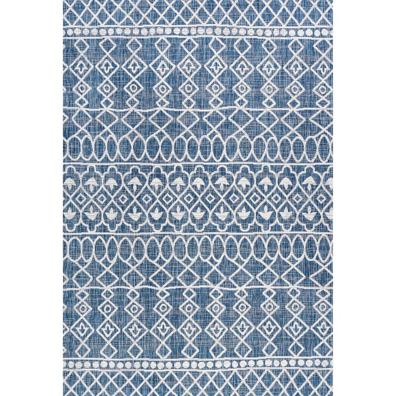 JONATHAN Y Nokat Tribal Bohemian Indoor/Outdoor Area Rug - 4 X 6 - Blue/Ivory