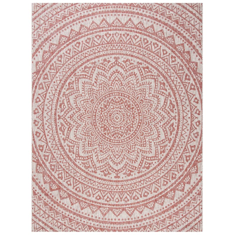 SAFAVIEH Courtyard Fran Mandala Indoor/ Outdoor Waterproof Patio Backyard Rug