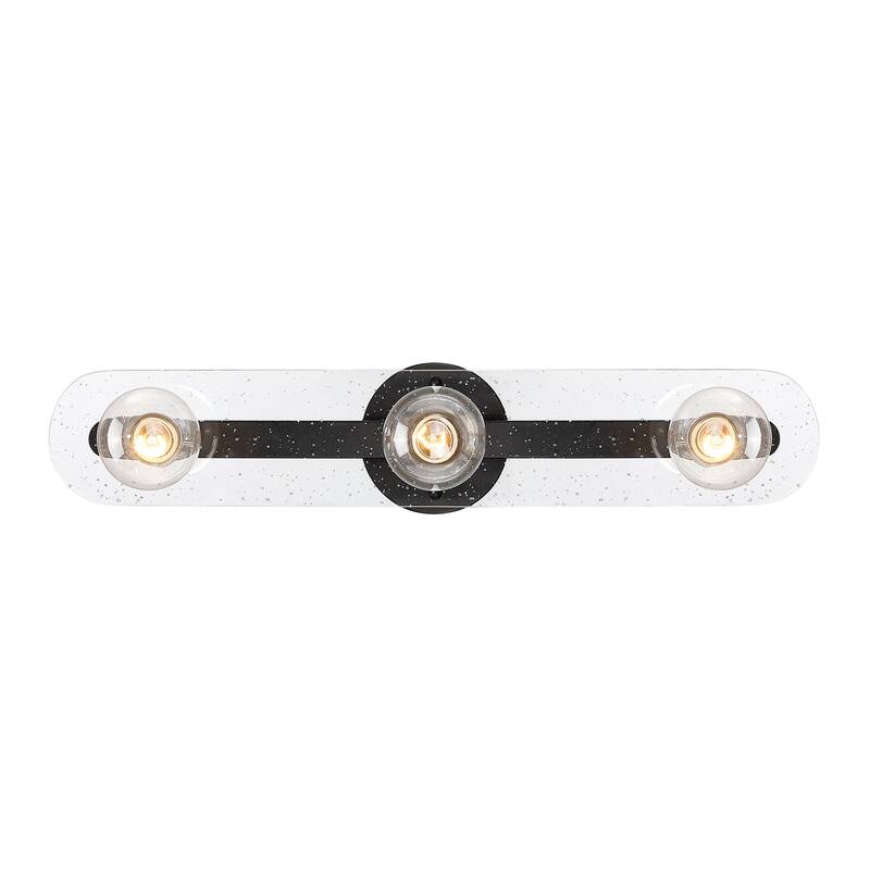 Demi 24 in. 3-Light Matte Black Vanity Light with Artisan Cast Glass Shade for Bathrooms