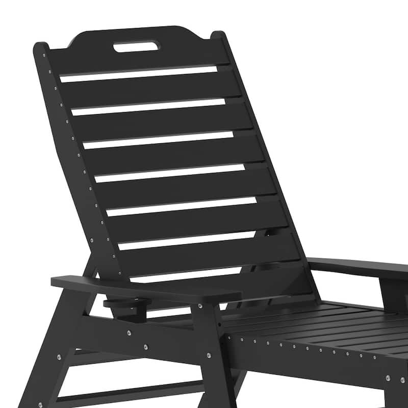 Set of 2 Outdoor Adjustable Lounge Chairs with Cupholders