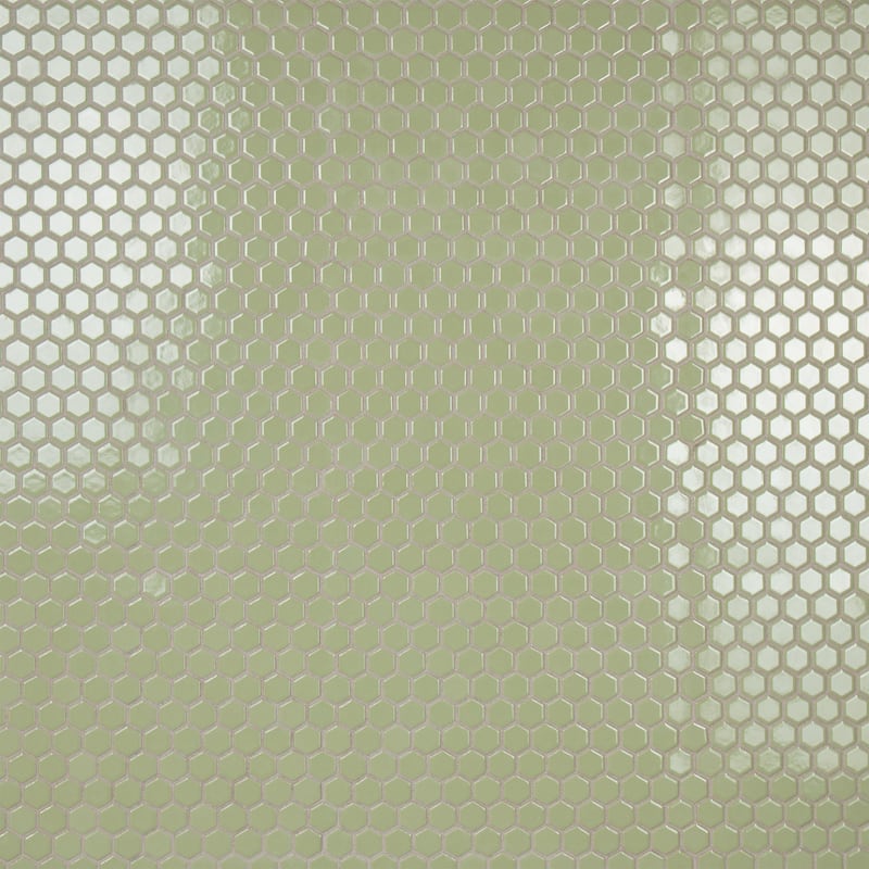 SomerTile Metro Hex 1" Glossy Olive 11.86" x10.25" Porcelain Mosaic Floor and Wall Tile