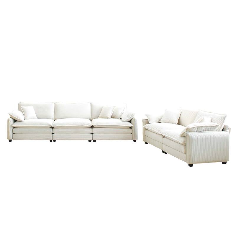 3+2 Seater Flexible Combinations Sofa Set with Pillows - Beige