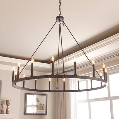 Acroma 16-light Large Modern Farmhouse Wagon Wheel Chandelier - 47'' D X 140'' H