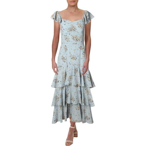 Clothink Womens Floral Print Tiered Party Dress