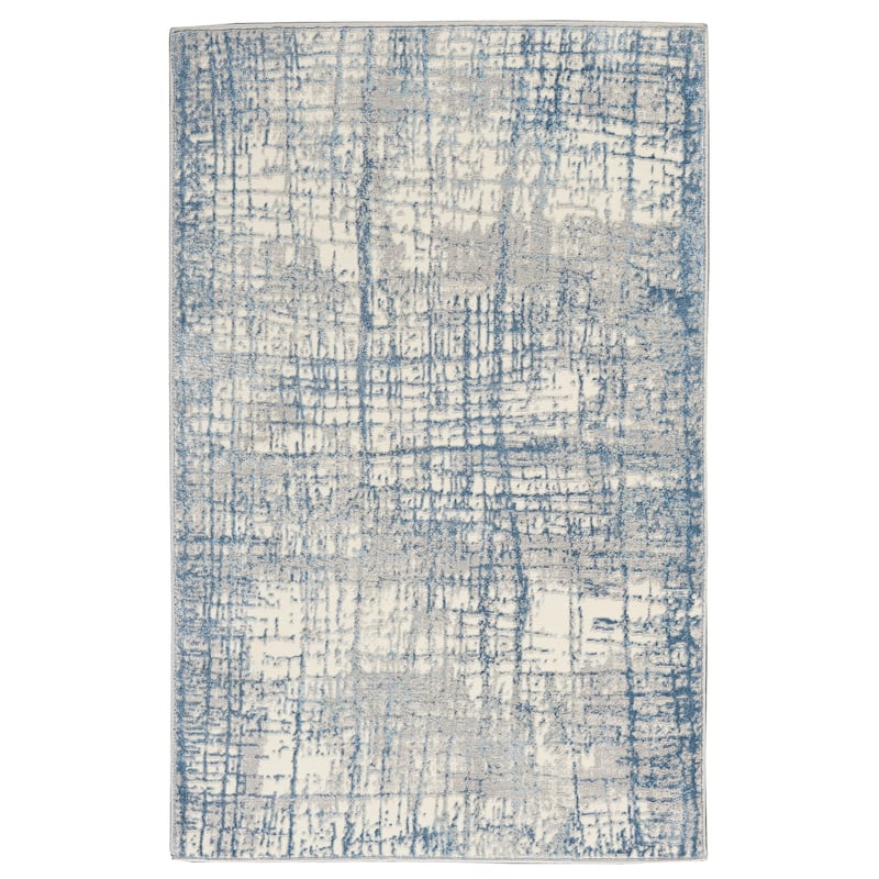 Calvin Klein Rush Abstract Area Rug - 3' 2" x 5' - Ivory Blue - Rectangle