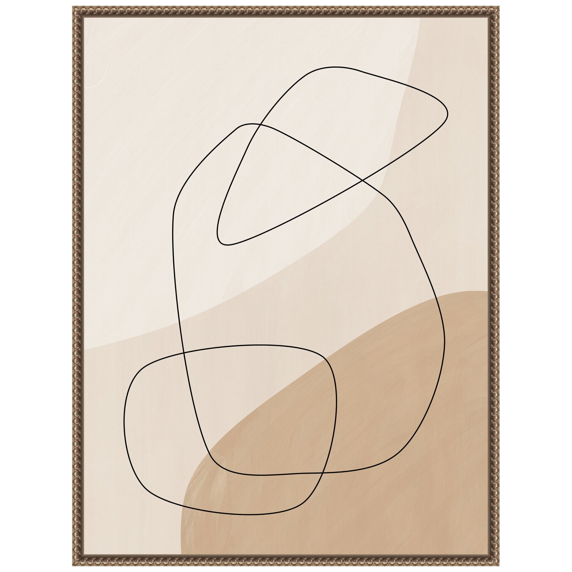 Graphic Shapes a Lines Poster by Elena Ristova Framed Canvas Wall Art - Sylvie Beaded Bronze