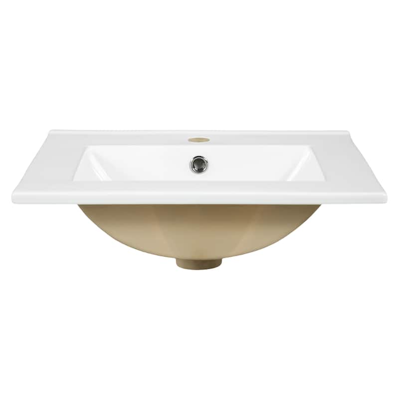 Wall Mounted Bathroom Vanity with Ceramic Sink, 20" Small Floating Bathroom Cabinet with Side Cabinet, White - 20 Inch