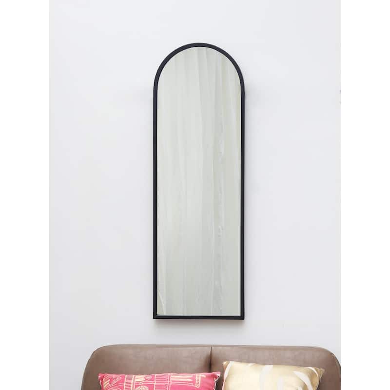 Arched Wall Mounted Mirror with Matte Black Metal Framed, 47.6"H