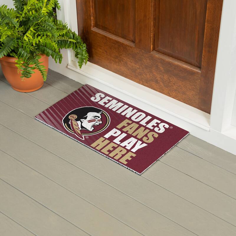 28 in. x 16 in. Florida State University "Fans Play Here" PVC Door Mat