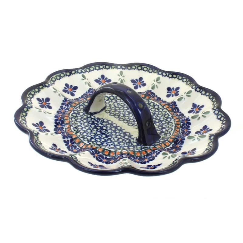 Blue Rose Polish Pottery 1559 Zaklady Egg Plate