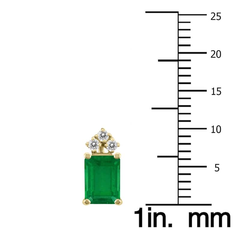 Marquee 14K Yellow Gold 5x3MM Emerald Shaped Emerald and Diamond Earrings