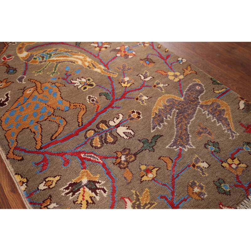 Animals Design Ziegler Oriental Accent Rug Handmade Wool Carpet - 2'0" x 3'1"