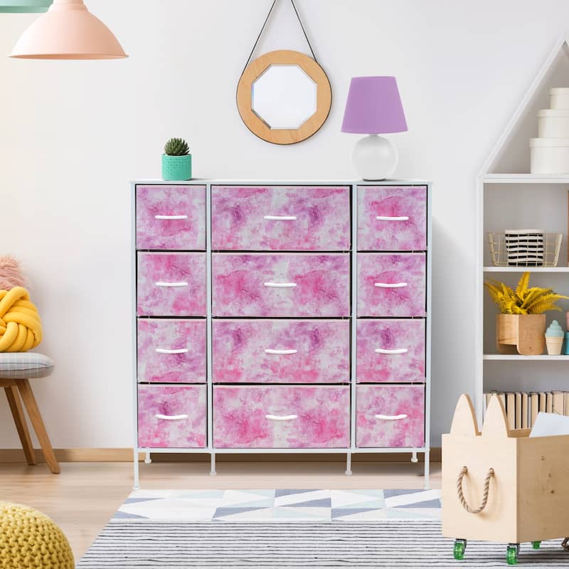Dresser w/ 12 Drawers - Furniture Storage Chest Tower Unit for Bedroom