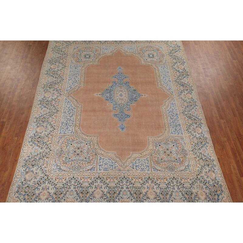 Kerman Vintage Persian Area Rug Handmade Wool Carpet - 9'5" x 12'11"