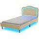 preview thumbnail 10 of 66, Velvet Upholstered Platform Bed Smart LED Bed Frame with Adjustable Height Headboard, Noise-Free Slat Support for Night's Sleep