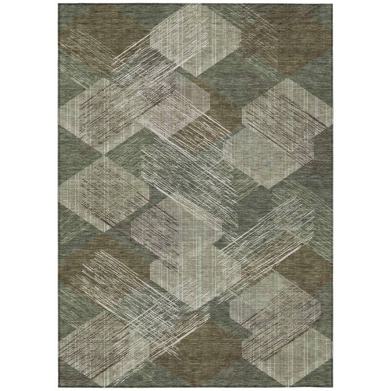 Machine Washable Indoor/ Outdoor Modern Hotchkiss Chantille Rug