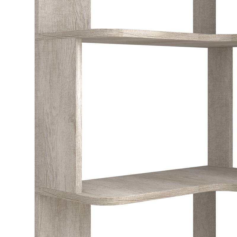 GDFStudio - Elysande Wood Corner Bookcase with 6-Tier Anti-Fall Design