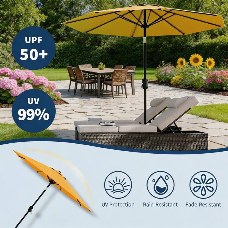 10ft Outdoor Patio Umbrella, with Crank Lift & Push Button Tilt, UV Protection Waterproof