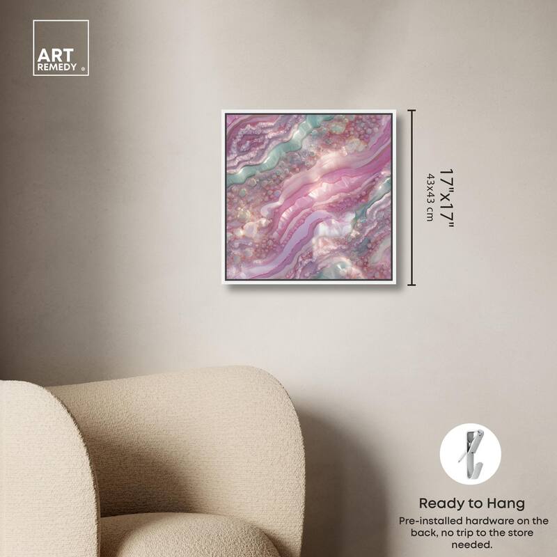 Pink and Mint Crystal I Canvas by Art Remedy