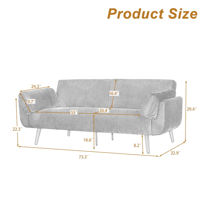 Convertible Corduroy Sleeper Sofa Futon Bed Recliner Lounge
